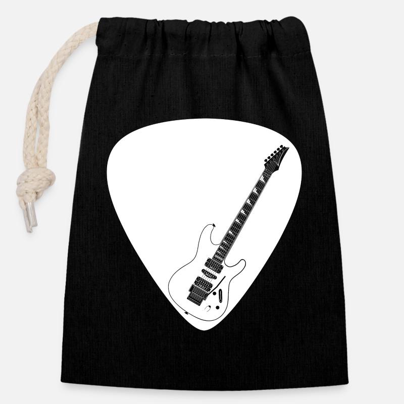Electric guitar (Strat shape) for dark backgrounds - Closable cotton gift bag (14x20cm) - black