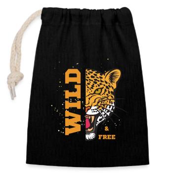 Sauvage et libre - Tigre - Sac cadeau en coton avec cordon (14 x 20 cm) - noir - Devant