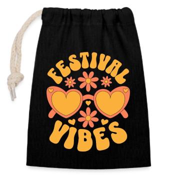 Festival Vibes - Verschließbarer Geschenkbeutel aus Baumwolle (14x20cm) - Schwarz - Vorne