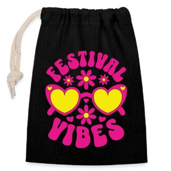 Festival Vibes - Verschließbarer Geschenkbeutel aus Baumwolle (14x20cm) - Schwarz - Vorne
