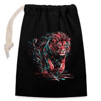 Lion Neon Lion Head Colorful Predator Animal Wild - Closable cotton gift bag (14x20cm) - black - Front