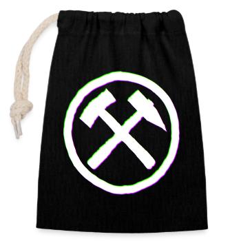 Marteau Ruhrpott Schlegel Glitch - Sac cadeau en coton avec cordon (14 x 20 cm) - noir - Devant