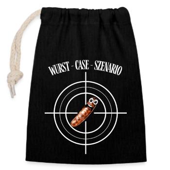 Scénario de cas de saucisse – le motif le plus drôle pour les amateurs de barbecue - Sac cadeau en coton avec cordon (14 x 20 cm) - noir - Devant