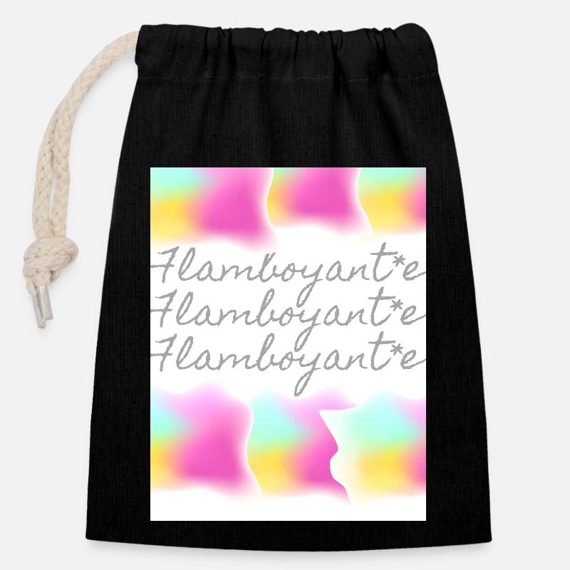 Flamboyante - Sac cadeau en coton avec cordon (14 x 20 cm) - noir