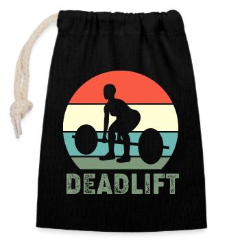 Soulevé de terre Gym Fitness Entraînement Haltère Bodybuilder - Sac cadeau en coton avec cordon (14 x 20 cm) - noir - Devant
