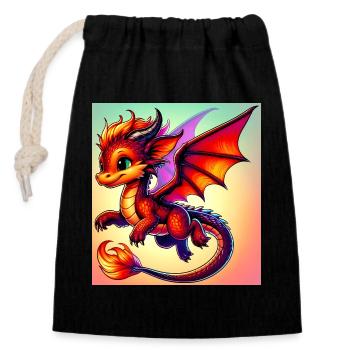 dragon - Closable cotton gift bag (14x20cm) - black - Front