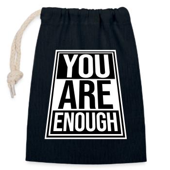 You Are Enough Self Love Motivational Quote - Closable cotton gift bag (14x20cm) - navy - Front