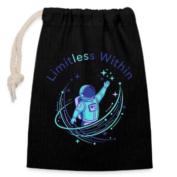 Borders inside - Closable cotton gift bag (14x20cm) - black - Front