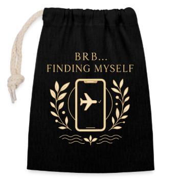 BRB... Tu me cherches - Sac cadeau en coton avec cordon (14 x 20 cm) - noir - Devant
