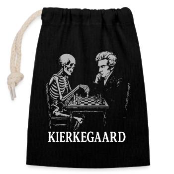 Kierkegaard Chess Duel - Closable cotton gift bag (14x20cm) - black - Front