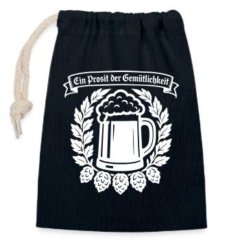 Ein Prosit der Gemütlichkeit - Verschließbarer Geschenkbeutel aus Baumwolle (14x20cm) - Navy - Vorne