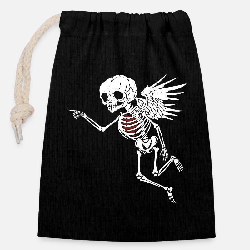 CUPIDON - Sac cadeau en coton avec cordon (14 x 20 cm) - noir