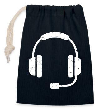 Casque de jeu Gamer Gaming Vector - Sac cadeau en coton avec cordon (14 x 20 cm) - bleu marine - Devant