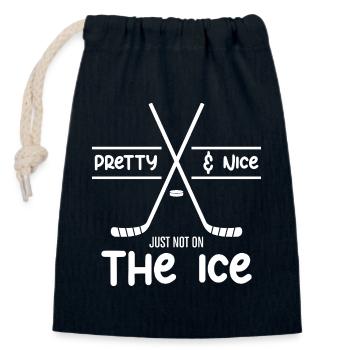 Pretty and Nice Just Not On Frozen Rink Art - Closable cotton gift bag (14x20cm) - navy - Front