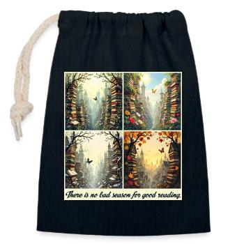 Arc de lecture saisonnier - Sac cadeau en coton avec cordon (14 x 20 cm) - bleu marine - Devant