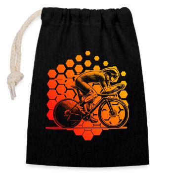 Conception de vélos de route à propulsion - Sac cadeau en coton avec cordon (14 x 20 cm) - noir - Devant