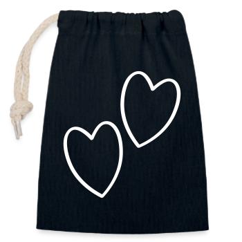 Herzen Liebe - Verschließbarer Geschenkbeutel aus Baumwolle (14x20cm) - Navy - Vorne