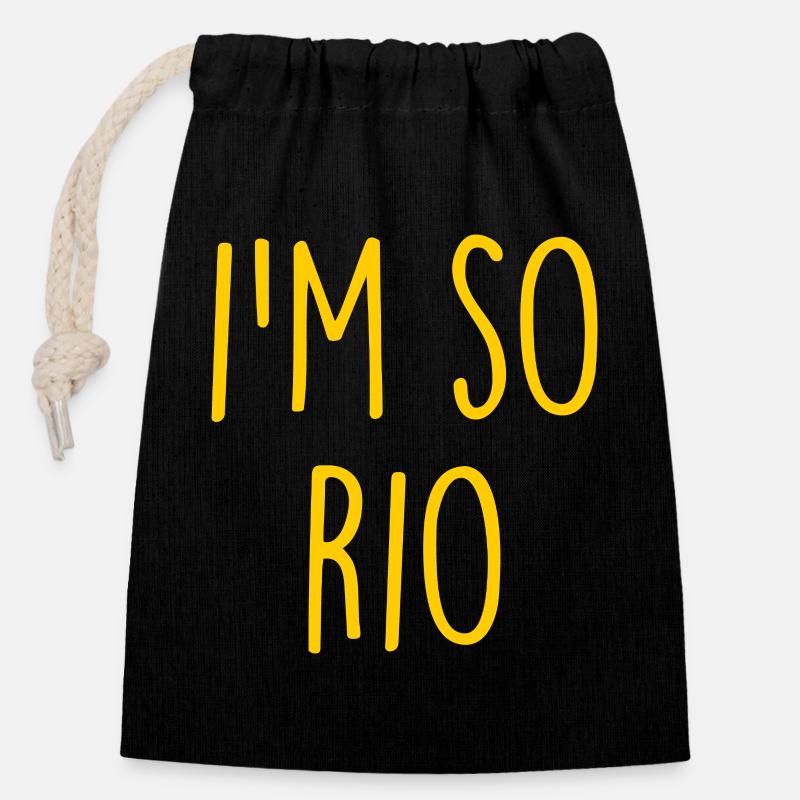 Rio de Janeiro, Brasile - Sacchetto regalo richiudibile in cotone (14x20 cm) - nero