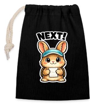 Next Hase Notiz Sticker - Verschließbarer Geschenkbeutel aus Baumwolle (14x20cm) - Schwarz - Vorne