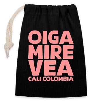 Oiga, Mire, Vea en rose - Sac cadeau en coton avec cordon (14 x 20 cm) - noir - Devant