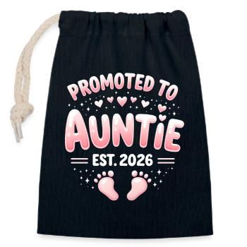 Tante 2026 Tante 2026 Befördert zu Tante 2026 - Verschließbarer Geschenkbeutel aus Baumwolle (14x20cm) - Navy - Vorne