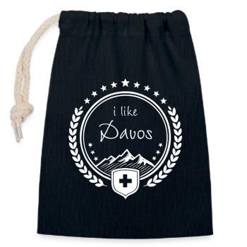 i like DAVOS - Skisportort - Verschließbarer Geschenkbeutel aus Baumwolle (14x20cm) - Navy - Vorne