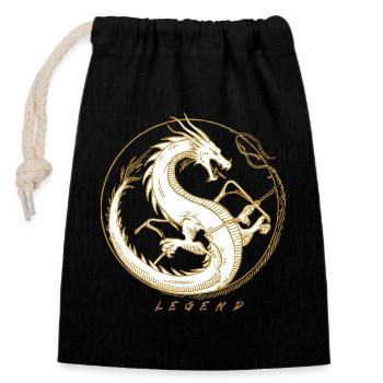 Golden Dragon Legend Circle - Closable cotton gift bag (14x20cm) - black - Front