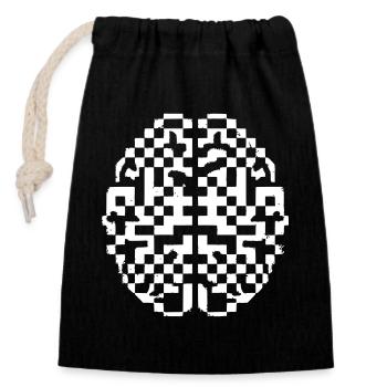 Digital Brain Intelligence - Closable cotton gift bag (14x20cm) - black - Front