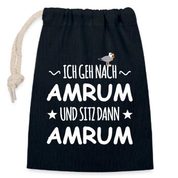 Amrum avec mouette schnaps - Sac cadeau en coton avec cordon (14 x 20 cm) - bleu marine - Devant