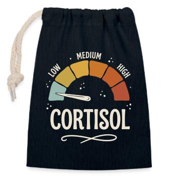Mème sur un faible taux de cortisol - Sac cadeau en coton avec cordon (14 x 20 cm) - bleu marine - Devant