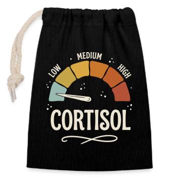 Low cortisol meme - Closable cotton gift bag (14x20cm) - black - Front