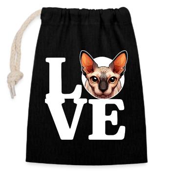 LIEBE Canadian Sphynx Cat Cat Lover Lustig - Verschließbarer Geschenkbeutel aus Baumwolle (14x20cm) - Schwarz - Vorne