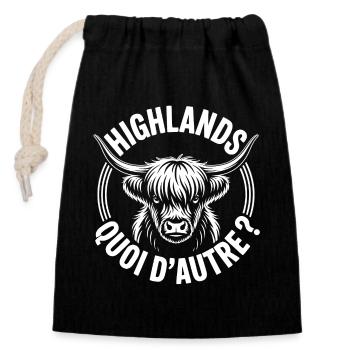 Schottische Highland-Kuh – Highland-Kuh - Verschließbarer Geschenkbeutel aus Baumwolle (14x20cm) - Schwarz - Vorne
