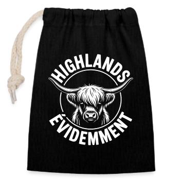 Schottische Highland-Kuh – Highland-Kuh - Verschließbarer Geschenkbeutel aus Baumwolle (14x20cm) - Schwarz - Vorne