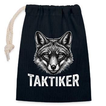 Tacticien – Renard Rusé. - Sac cadeau en coton avec cordon (14 x 20 cm) - bleu marine - Devant