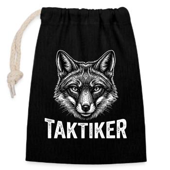 Tactician – Cunning Fox - Closable cotton gift bag (14x20cm) - black - Front