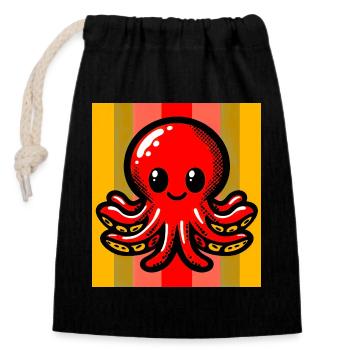 Octopus - Closable cotton gift bag (14x20cm) - black - Front