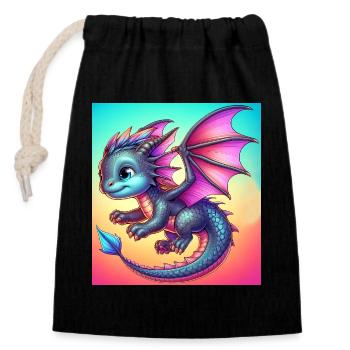 dragon - Closable cotton gift bag (14x20cm) - black - Front