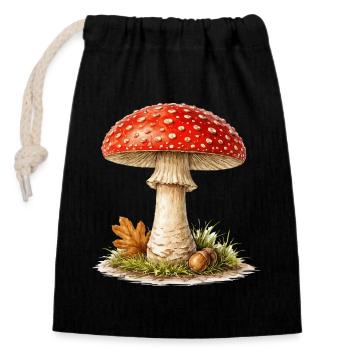 Fliegenpilz Herbsttraum - Verschließbarer Geschenkbeutel aus Baumwolle (14x20cm) - Schwarz - Vorne