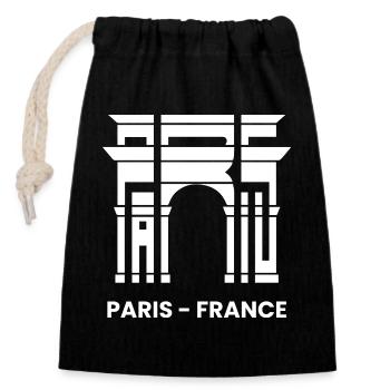 Paris France Arc de Triomphe French France Tourist - Closable cotton gift bag (14x20cm) - black - Front