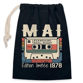Mai 1978 - Sac cadeau en coton avec cordon (14 x 20 cm) - bleu marine - Devant