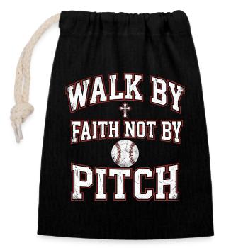 Walk By Faith Not By Pitch Christian Baseball - Closable cotton gift bag (14x20cm) - black - Front