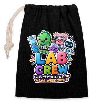 Lab Crew 2026: Comic Strip Lab Team - Closable cotton gift bag (14x20cm) - black - Front