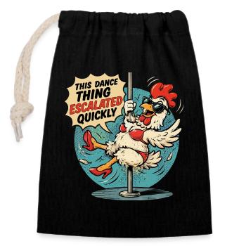 Poulet Danse à la Barre Humour Décalé - Verschließbarer Geschenkbeutel aus Baumwolle (14x20cm) - Schwarz - Vorne