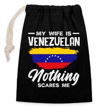 Drapeau du Venezuela Fierté & Maison Venezuela - Sac cadeau en coton avec cordon (14 x 20 cm) - noir - Devant