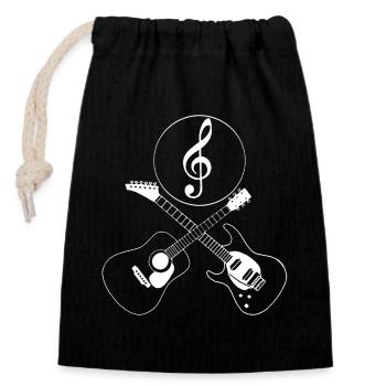 Guitares croisées et clé de sol - Sac cadeau en coton avec cordon (14 x 20 cm) - noir - Devant