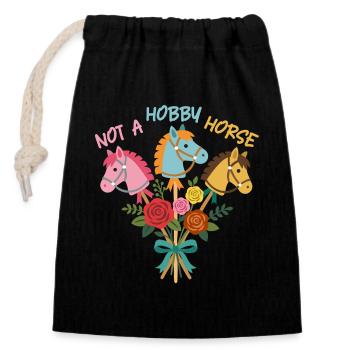 Hobby Horsing Blumenstrauß - Verschließbarer Geschenkbeutel aus Baumwolle (14x20cm) - Schwarz - Vorne