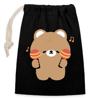 Bear Maraca Beat - Closable cotton gift bag (14x20cm) - black - Front