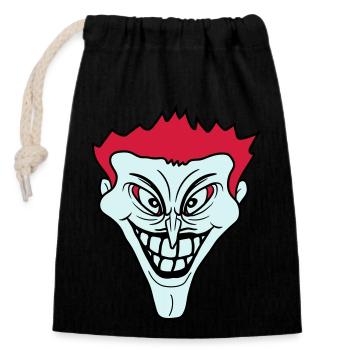 psycho psychopath verrueckt clown joker grinsen mu - Verschließbarer Geschenkbeutel aus Baumwolle (14x20cm) - Schwarz - Vorne