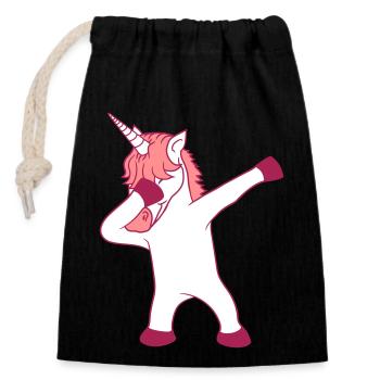 tamponner licorne dab pose danse heureux debout e - Sac cadeau en coton avec cordon (14 x 20 cm) - noir - Devant